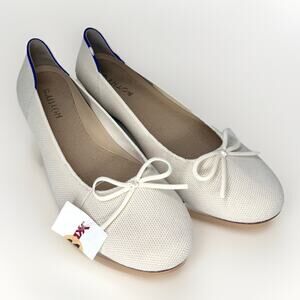 NEW ROTHYS The Ballet Flat in Gardenia CASUAL SHOES BOW IVORY WHITE SIZE 11